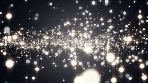 Space silver with particles and waves.Universe grey dust with stars on black background. Motion abstract of particles. VJ Seamless loop.