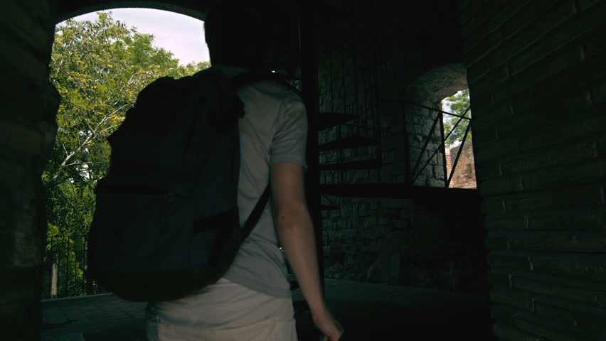 man go up the stairs silhouette