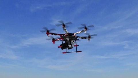 Drone Hexacopter with Camera in flight