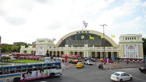 Bangkok, Thailand-June 25, 2016: Time lapse of Hualampong Station is a main train station in Bangkok