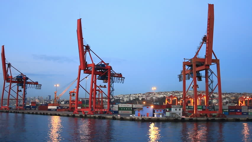 ISTANBUL - DECEMBER 21: Istanbul Container Harbour shot from the water side on