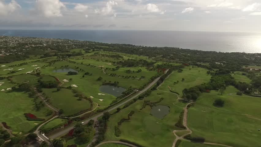 Aerial view of Luxury golf course in the Caribbean