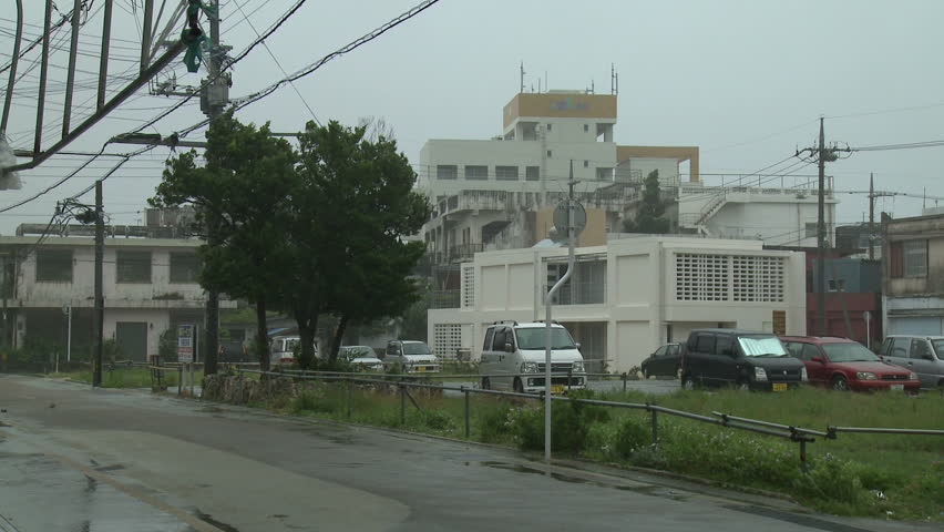 MIYAKOJIMA, JAPAN - CIRCA MAY 2011: Strong winds from typhoon Songda lash small