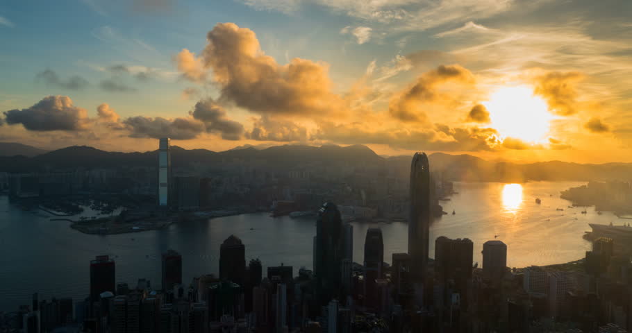 4k 4096x2160 Hong Kong city, Business Center. Timelapse sunset time 2016