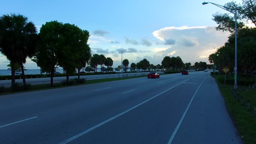 AERIAL - Road of Key Biscayne.