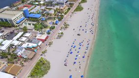 Aerial clip Hollywood Beach Florida 4k