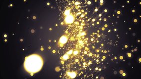 Space gold with particles and waves.Universe gold dust with stars on black background. Motion abstract of particles. VJ Seamless loop.