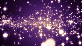 Space violet with particles and waves.Universe violet dust with stars on black background. Motion abstract of particles. VJ Seamless loop.