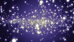 Space blue with particles and waves. Universe azure dust with stars on black background. Motion abstract of particles. VJ Seamless animation loop.