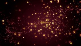Space orange with particles and waves.Universe red dust with stars on black background. Motion abstract of particles. VJ Seamless loop.