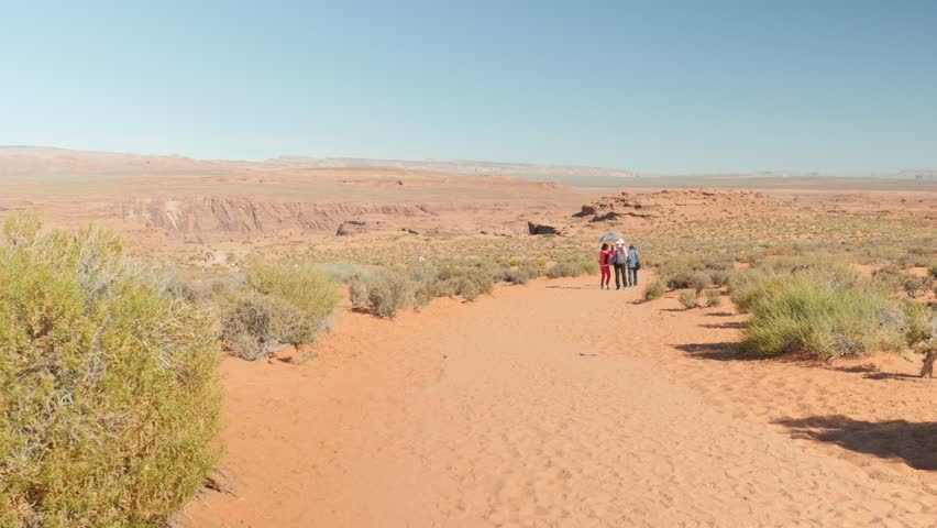 Path leading to the Horseshoe Bend at the Colorado River located next to the town of Page, Arizona, in the USA
