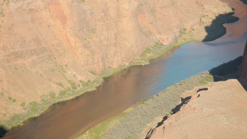 motor boat sail at Horseshoe Bend of the Colorado River in Arizona, the United States