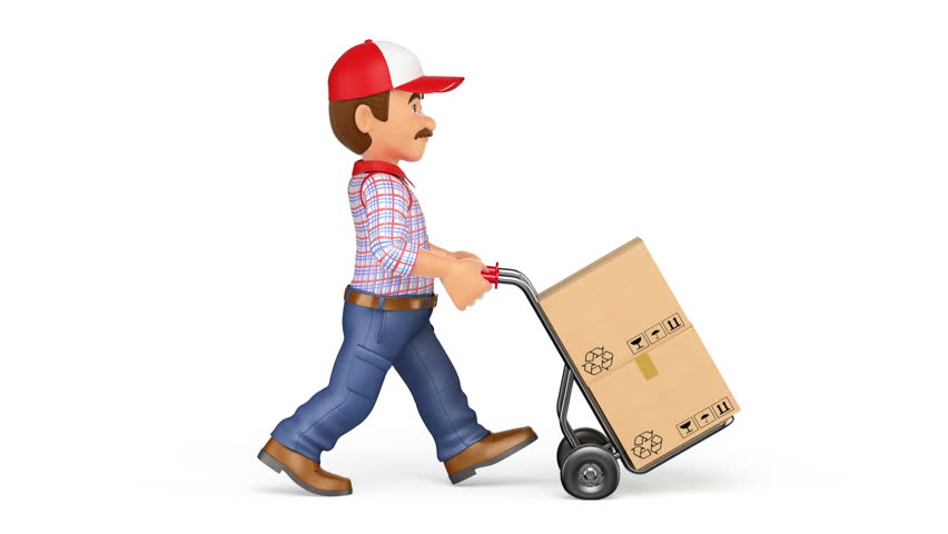 3d Footage Delivery Man Pushing Stock Footage Video 100 Royalty Free 17965345 Shutterstock