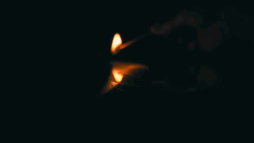 A lit match ignites gasoline. Blue wave at the forefront of fire go to meet. S-log - High Dynamic Range. Slow motion, high speed camera, 250fps Royalty-Free Stock Footage #17968759