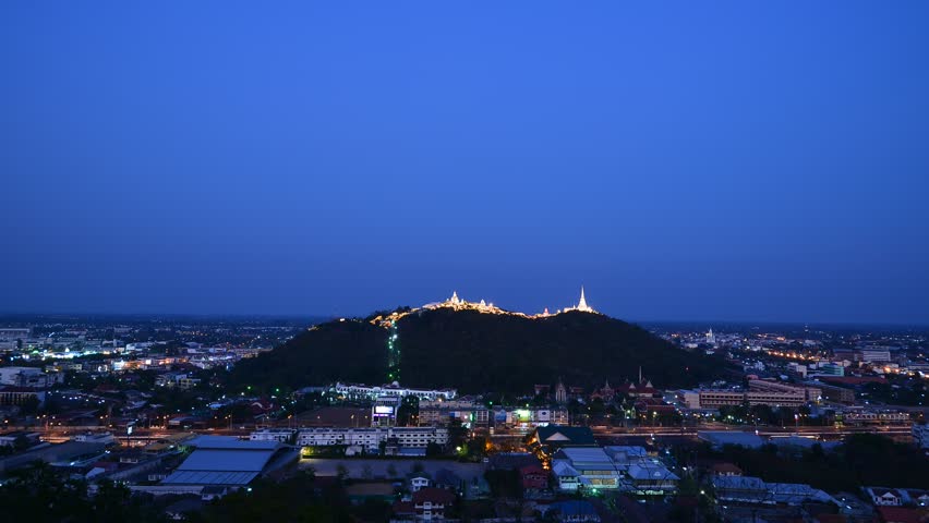 Fireworks show over Khao wang Historical Park, Petchaburi , thailand