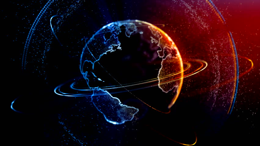 Digital data circling globe dots Network abstract 3D rendering scientific future technology data network surrounding planet earth conveying connectivity complexity and data flood of modern digital age