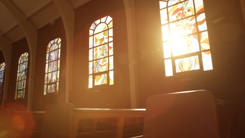 Sunlight Through Church Stain-glass Window Royalty-Free Stock Footage #17995909