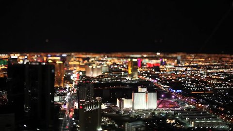 Las Vegas Night birds view Tilt Shift Timelapse