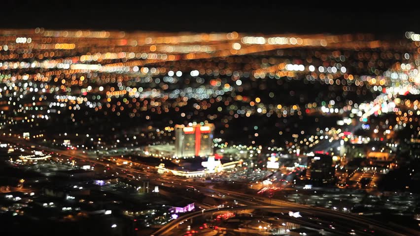 Las Vegas Night birds view 2 Tilt Shift Timelapse