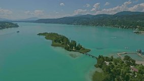 Amazing aerial view of PÃ¶rtschach am WÃ¶rthersee, Austria.