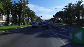 Timelapse video of drive along Promenade des Anglais, Nice, Frence Riviera, France