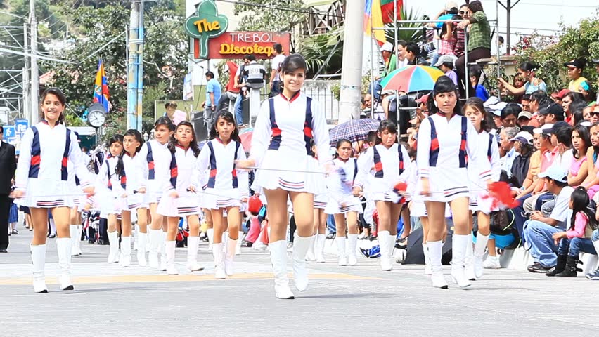 BANOS DE AGUA SANTA, ECUADOR - DECEMBER 16: Young students march in a parade for
