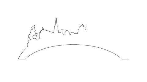 Vienna. City view. city silhouette ink drawing, animation