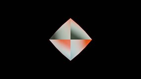 Multicolored bouncing 3D diamond splitting and rejoining into polygon form in a seamless loop. Use in music videos, broadcast, tv, film, editing, live visuals, VJ loops, or art.
