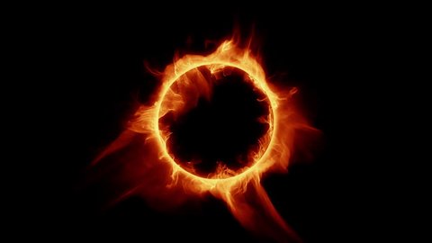 Burning ring of fire. Perfect loop of flaming ring, for compositing.