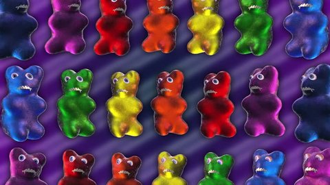 Horror gummy bears. Seamles animation background.