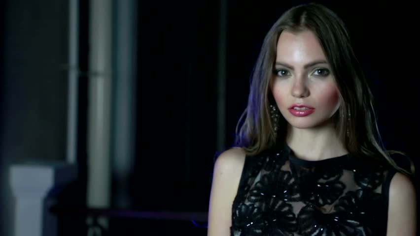 Beautiful girl in black dress