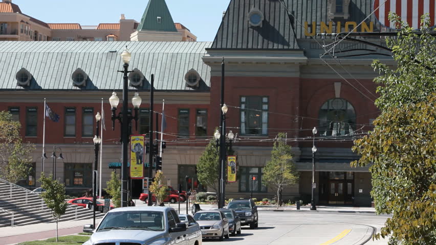 SALT LAKE CITY CIRCA SEPT 2009: Utah Transit Authority light rail TRAX urban transportation in downtown near Union Pacific railroad in Salt Lake City, Utah