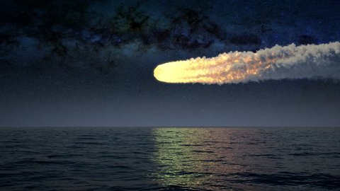meteor flying over the sea