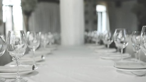 Banquet dinner. Elegant Wedding Table with Glass