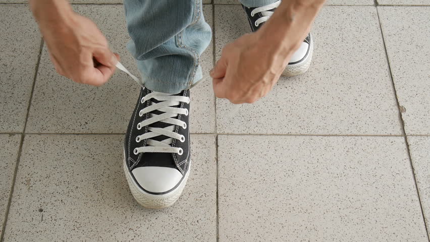 tying shoelaces