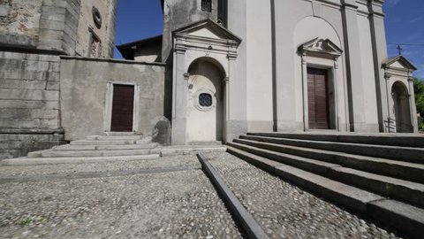 in italy  sumirago  ancient   religion  building    for catholic and clock tower
