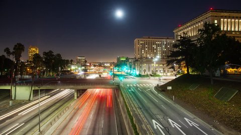 4K Hyperlapse of the freeway night traffic in Downtown, Los Angeles