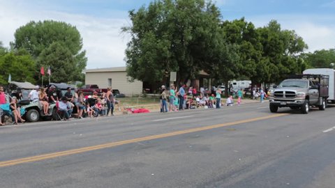 FOUNTAIN GREEN, UTAH - JUL 2016: Sheep Camp home on the range rural community. Fourth of July, American celebration for freedom rural town. Parade reflects community values family morals.