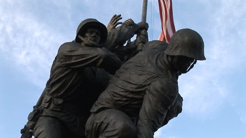 Arlington Ridge Park Circa 2016: The US Marine Corps War Memorial or Iwo Jima Memorial at Arlington National Cemetery. Filmed using a Sony EX-3 in full native 1920*1080 HD resolutions.
