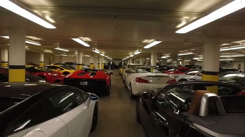 MONTREAL, CANADA - JULY 2016:Billionaire Luxury Car Collection - Steadicam Flow