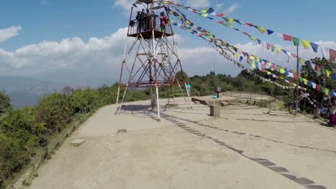 NAGARKOT, NEPAL - CIRCA April 2015: Nagarkot View Tower drone footage in Nepal