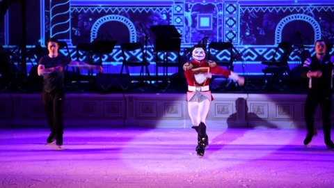MOSCOW, RUSSIA - JANUARY 12, 2016: Full rehearsal of theater of ice miniatures perfomance anniversary program "We are 30" under direction of I.Bobrin. Performance of "The Cracker and the Mouse King"