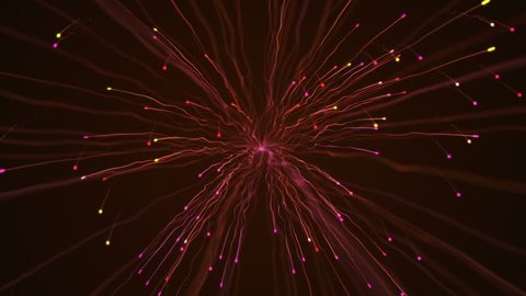 Abstract background with animation of flying fireworks colorful particles light. Animation of seamless loop.