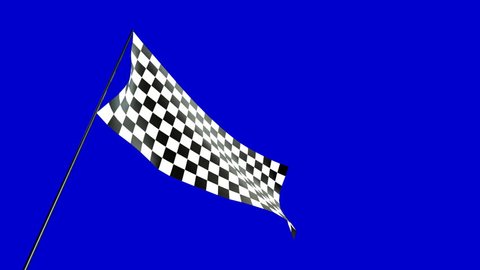 low angle of checkered flag with chroma key