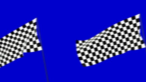 the right of moving checkered flags in the blue sky