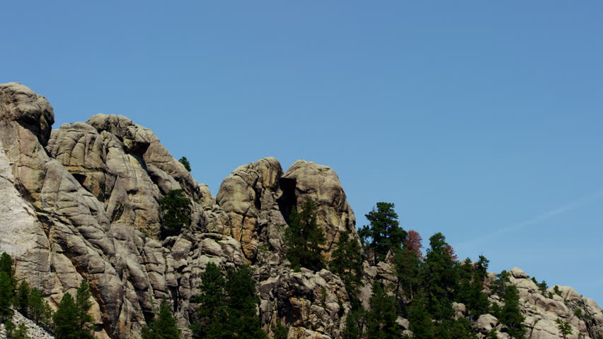 View of stone carved Presidents Mount Rushmore USA