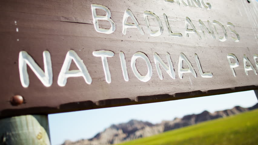 National Park sign Badlands South Dakota Landscape, buttes, USA