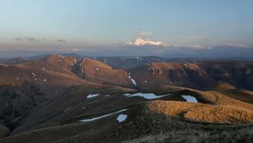 Russia, timelapse. The formation and movements of clouds up to the steep slopes of the  mountains of Central Caucasus peaks.