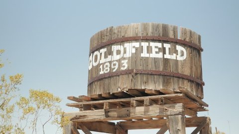 Goldfield Ghost Town, AZ, USA - July 16, 2016: Goldfield 1893 Ghost Town is a reconstructed 1890s town including gold-mine tours, Old West gunfights, a history museum & more.