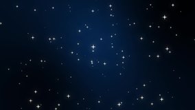 Night sky full of stars animation made of sparkly light particles moving across a dark blue black gradient background